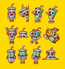 Obraz premium Set cartoon cup drink 