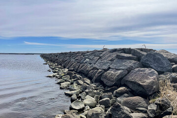 An old stone pier on the Gulf of Finland. Primorsk, Leningrad region, St. Petersburg.