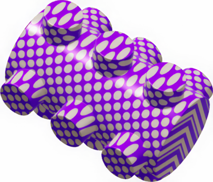 A purple object with white dots on it