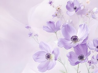 Delicate Purple Flowers on a Soft White Background