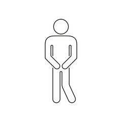 Restroom Urgency Icon. Toilet Line Symbol. Male Figure in Peeing Pose. Editable Stroke. Isolated Vector Illustration