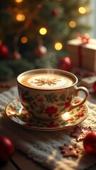 Fototapeta premium cup of coffee with christmas decorations