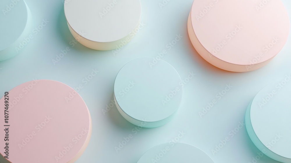 Leinwandbilder circular shapes in soft pastel hues are arranged on a light background, forming a calming and balanc