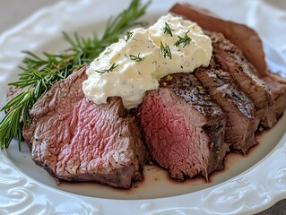 Fototapeta premium Roast beef with horseradish cream