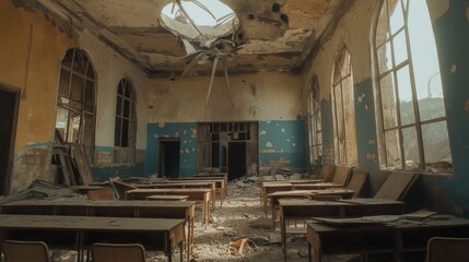 A school destroyed by the war