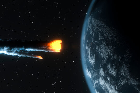 Fiery Meteor Approaching Earth's Atmosphere