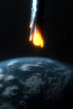 Fiery Meteor Entering Earth's Atmosphere