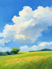 Obraz premium windswept meadow and clouds