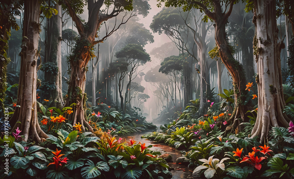 Aufkleber Forest with a path through it