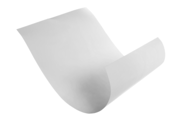 White paper flying, sheet falls and twists isolated on white, clipping path	