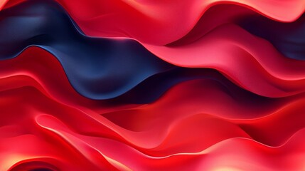 Vibrant waves of red and blue abstract fabric texture in motion