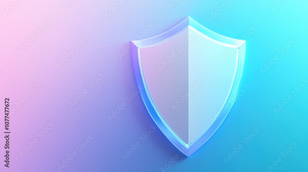 Poster a minimalist shield icon set against a blue-to-white gradient backdrop represents the importance of 