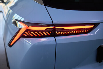 Closeup of a cars automotive tail brake light