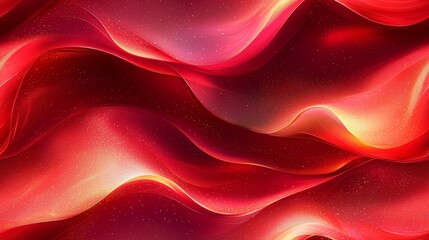 Obraz premium Vibrant abstract red waves with golden highlights and sparkles