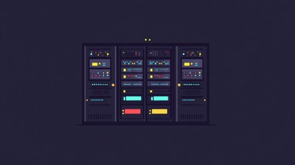 Multiple servers display blinking indicators, illustrating their ongoing operation within a dark, modern data center. Generative AI