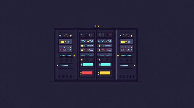 Multiple servers display blinking indicators, illustrating their ongoing operation within a dark, modern data center. Generative AI