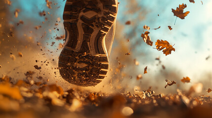 Running Through Autumn Leaves   Foot Stepping On Fall Foliage