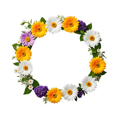 Fototapeta premium Flowers border circle png transparent background