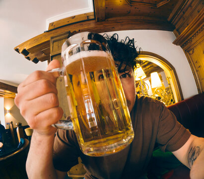 Beer Enthusiast in Alpine Setting
