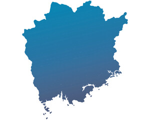 岡山県　地図　青　グラデーション　イラスト