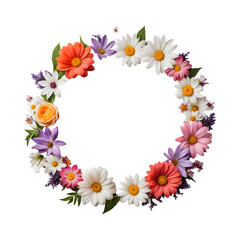 Flowers border circle png transparent background