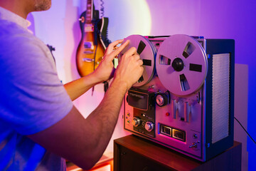 Man with Vintage Audio Gear