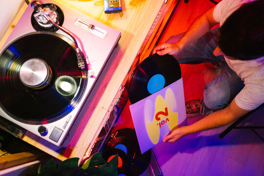Selecting Vinyl Record for Turntable