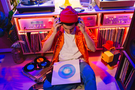 Man Listening to Lo-Fi Record