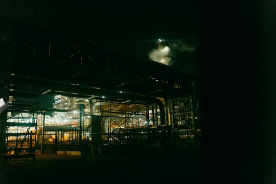 refinery at night 
