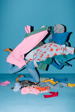 Vibrant Clothes Pile Creating Artistic Fashion Statement