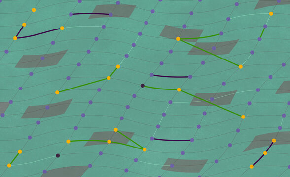 Wireframe Math Diagram with Connecting Nodes