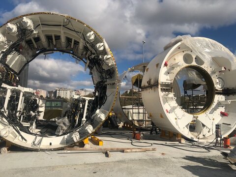disassembled parts of tunnel boring machine