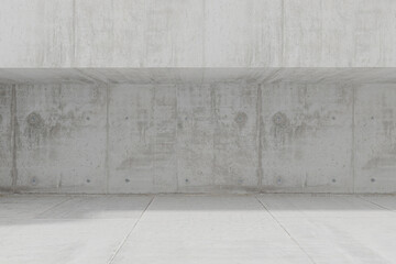 Concrete wall and floor background with sunlight, 3d render