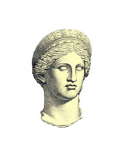 Hera, greek goddess, queen of the gods, wearing crown, marble bust sculpture