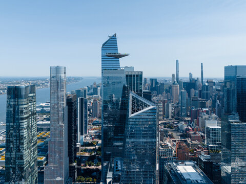Aerial View of Modern Skyscrapers in New York City
