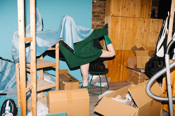 Creative Scene of Playful Chaos in a Cluttered Room