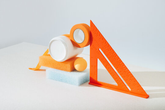Objects arranged as sculptures.