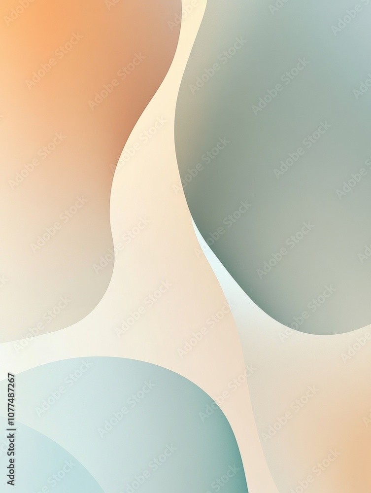 Poster flowing shapes in soft colors merge seamlessly, creating a tranquil atmosphere that encourages creat