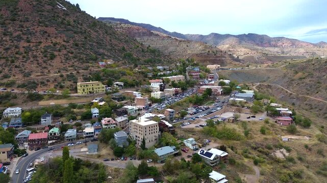 Aerial Views of Historic Town Jerome, Arizona, America, USA.