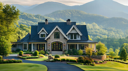 North Carolina mountain farmhouse with Blue Ridge views and apple orchards, restored Appalachian estate