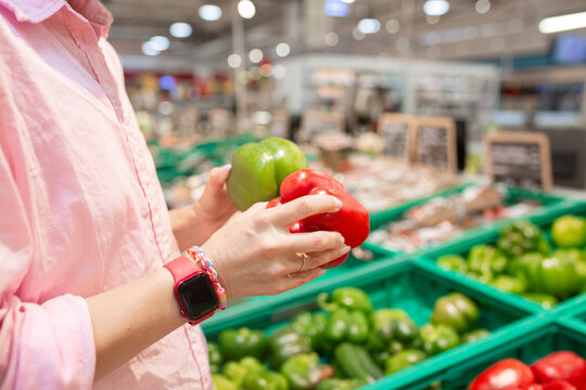 blonde woman in grocery store