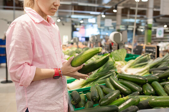 blonde woman in grocery store