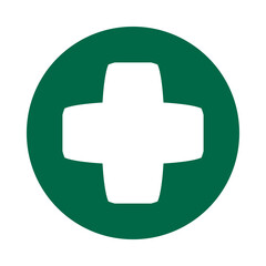 Bulging Chamfered Corner Cross Green Circle