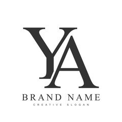 YA trendy logotype template. Initial letter y and a classic font style. Creative logo for company name or identity.