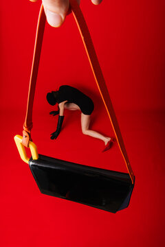 Artistic Fashion Concept with Bold Red Background