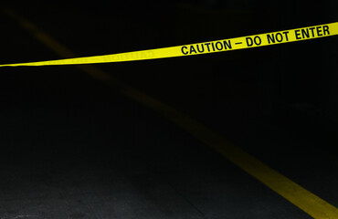 Yellow caution tape marking restricted area in New York City at 