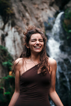 Funny portrait of cold woman shivering