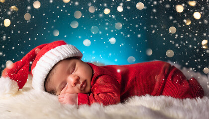 bambino con cappellino babbo natale 