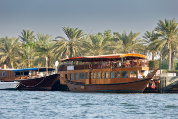 Boats on the Bay Creek in Dubai, UAE