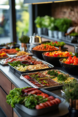 Luxurious buffet display featuring diverse dishes in an elegant setting